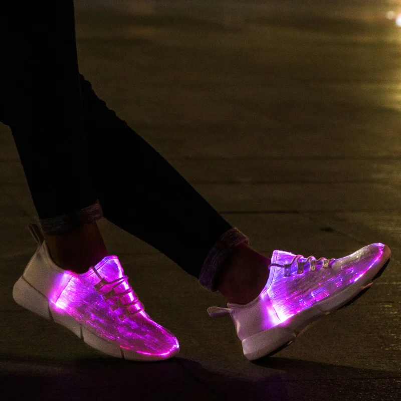 

2022 New Led Fiber Optic bar Shoes for girls boys men women children USB Recharge glowing Sneakers Man light up shoes B23