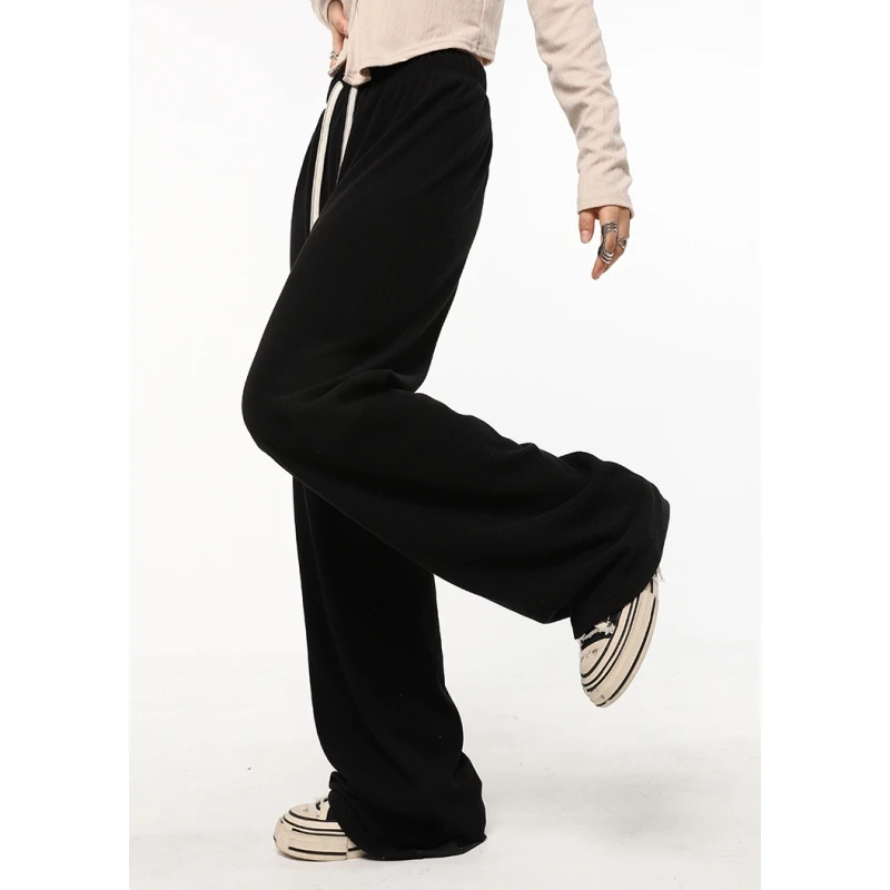 

Vintage Straight Baggy Pants Black Womens Casual Pants High Waist American Streetwear Style Fashion Leisure Wide Leg Trouser