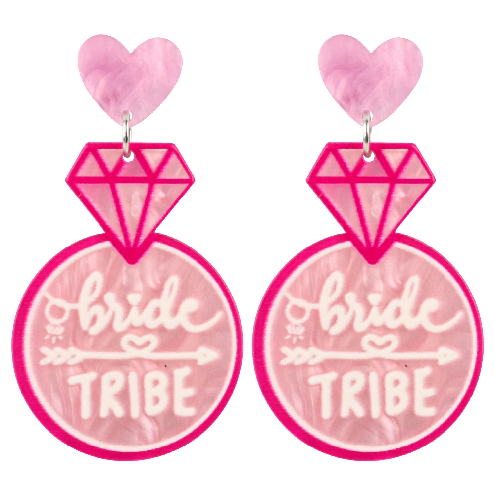 

Korea Purple Pink Love Heart Bride Tribe Acrylic Earrings for Women 3D Embossed Print Geometric Dangle Drop Earring Jewelry Gift