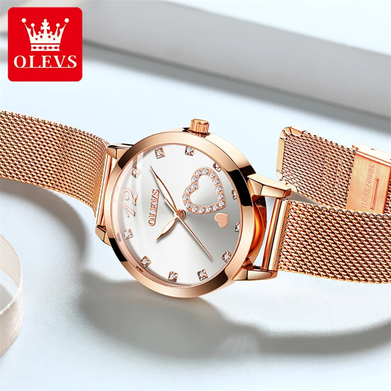 OLEVS Luxury Women Watches Ladies Fashion Quartz Watch For Women Rose Gold Stainless Steel Wristwatches Casual Female Clock xfcs