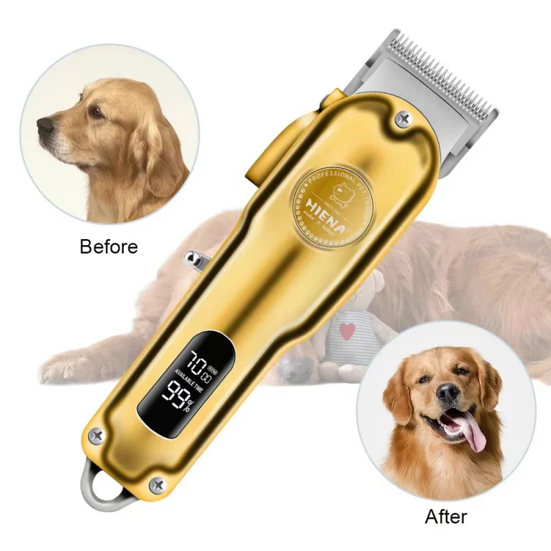 

Metal Electric Pet Hair Trimmer with LCD Display Rechargeable Low Noise Hair Clipper Device Battery for Puppies Dogs Cats