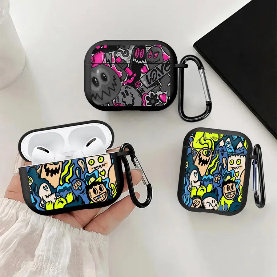 Фото Чехлы для наушников, чехол для Airpods Pro Pro2 1 2 3 Pro3 4, мультяшный граффити-монстр №3