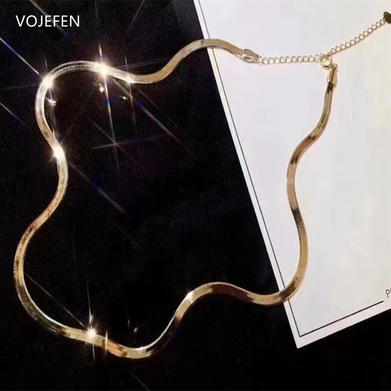 

VOJEFEN 18K Snake Choker Necklaces Jewelry For Women Original AU750 Fashion Chains Yellow Gold Necks Personalized Luxury Brand