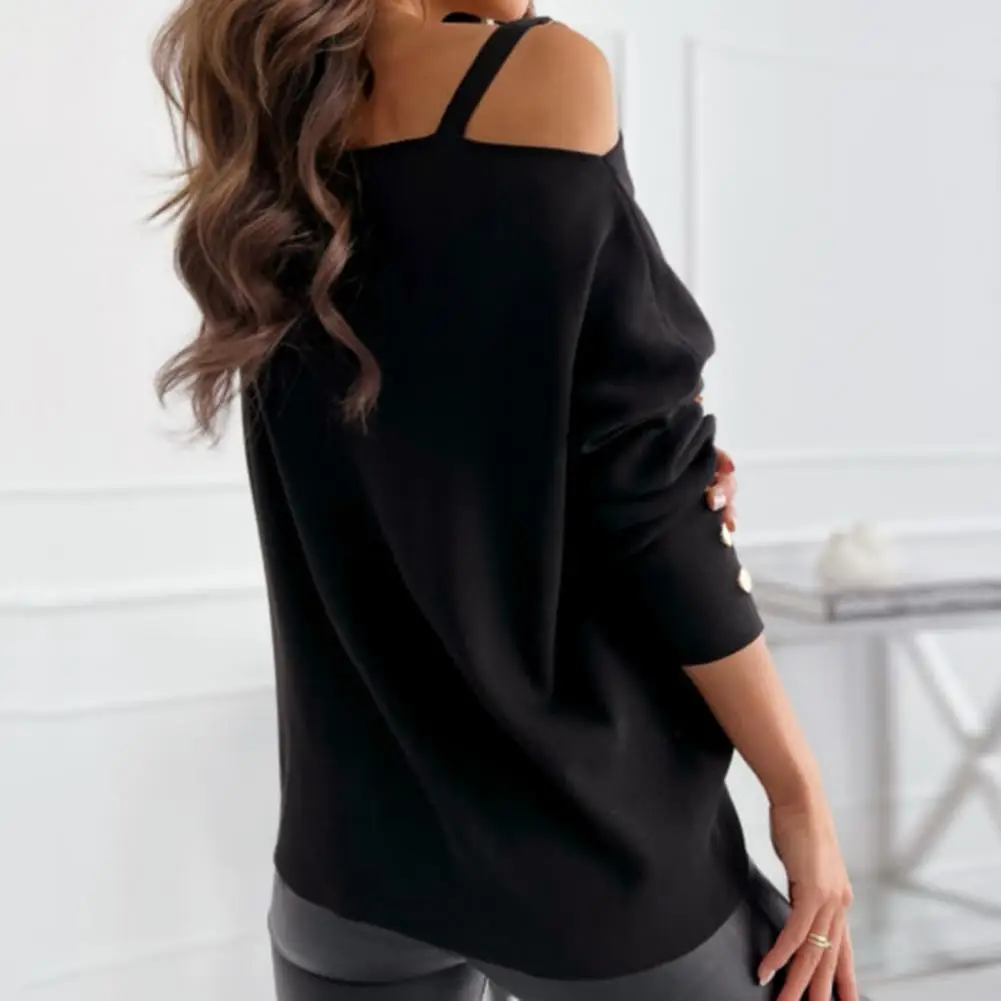 

Classic Club Blouse Long Sleeves Anti-Pilling Sexy Lady Skew Collar Pullover Blouse Breathable Women Blouse Female Clothing