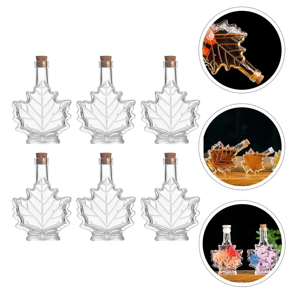 

6pcs Creative Female Gifts Corked Glass Bottles Durable Well-made Maple Leaf Shaped Jars for Decor