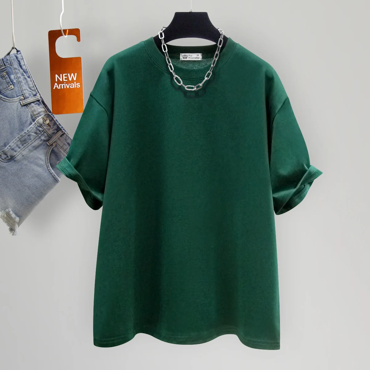 Женская базовая футболка из чистого хлопка с круглым вырезом и заниженными