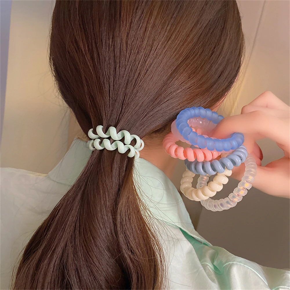 

Fashion Matt Solid Telephone Wire Elastic Hair Band Frosted Spiral Cord Rubber Band Hair Tie Stretch Head Band Gum Accessories