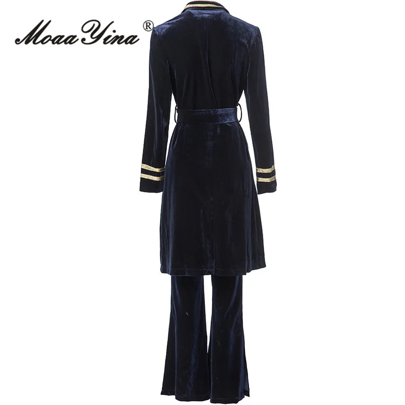 Женский Повседневный костюм MoaaYina из двух предметов: двубортный топ с отложным