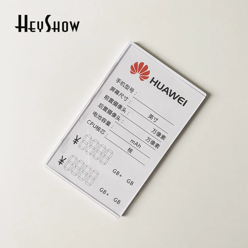 10PCS Acrylic Price Tag Holder White Huawei Desk Label Tag Display Stand With Plastic Body Silicone Pad For Retail Store 13x8cm