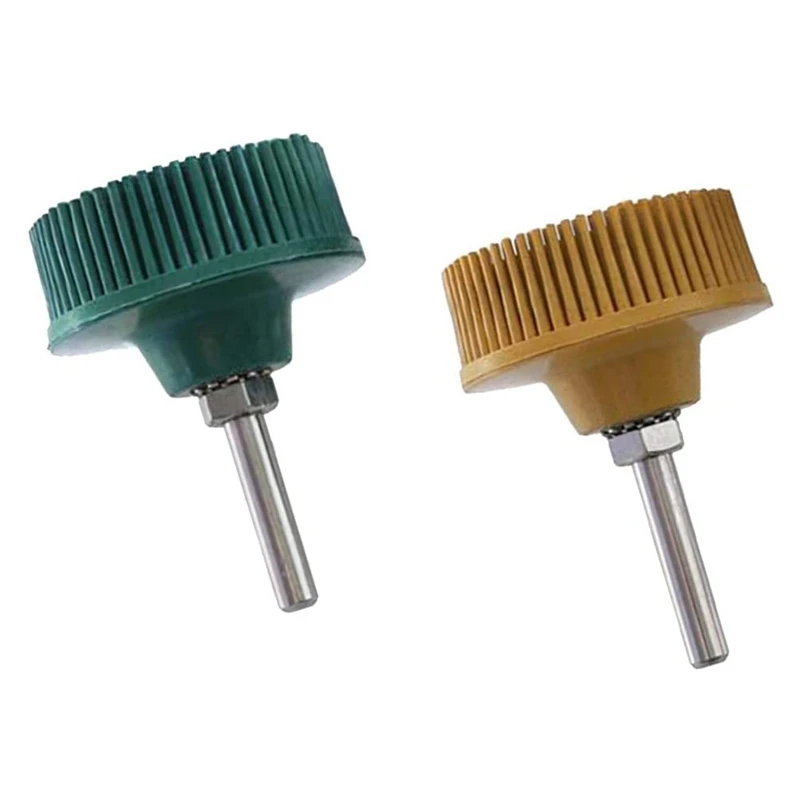 

2PCS 50Mm Drill Bristle Brush Disc Rubber Polishing Deburring Brush Wheels Green & Yellow