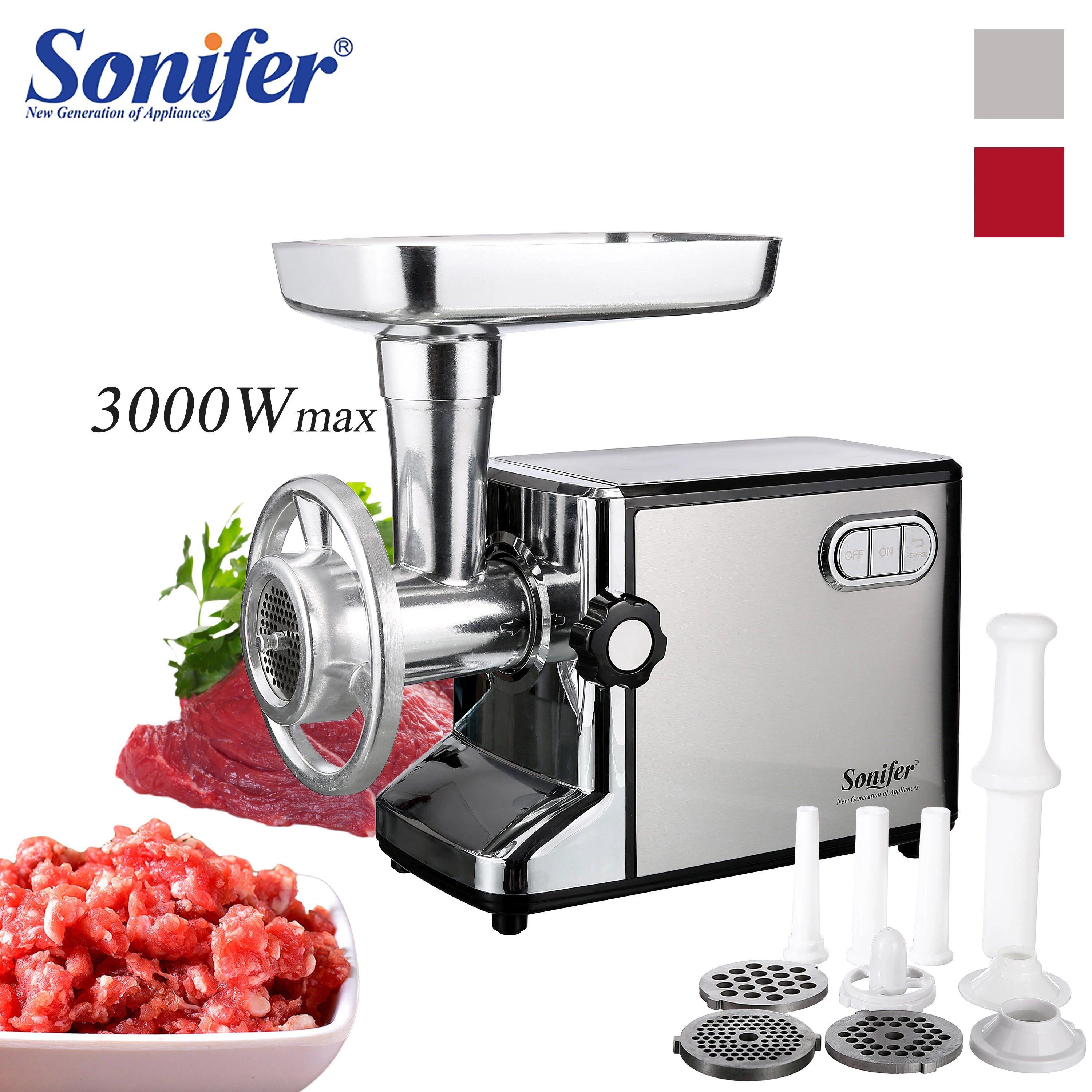 

3000W Electric Meat Grinders Stainless Steel Heavy Duty Mincer Sausage Stuffer Food Processor Home Appliances Chopper Sonifer