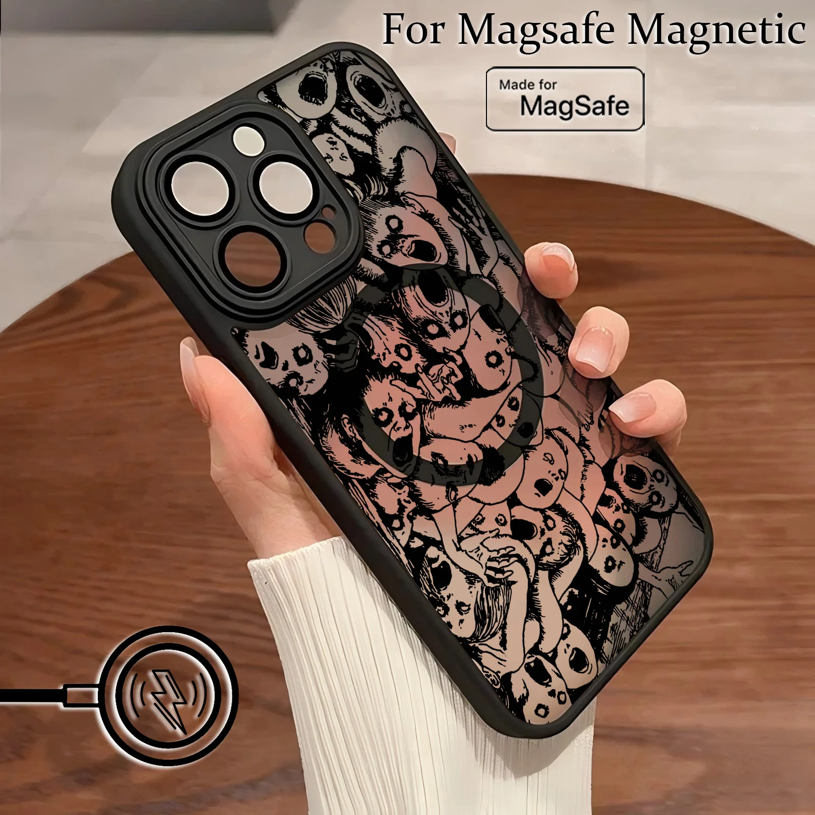 Фото Чехол для телефона Junji Ito Terror Horror для iPhone 16, 15, 14, 13, 12, 11 Pro Max Mini XR XS X 7 8 6 6s Plus, матовая магнитная задняя крышка №5