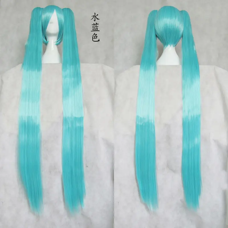 Женский парик Голубой волнистый Парик для девочек прямой + длинные хвостики