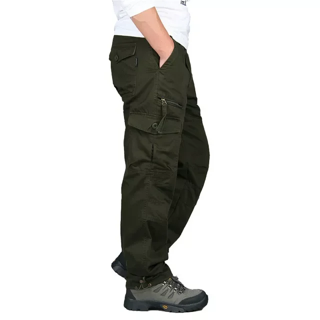 Cargo Pants Men Outwear Multi Pocket Tactical Military  Straight Slacks Pants Trousers Overalls Zipper Pocket Pants Men|Cargo Pa