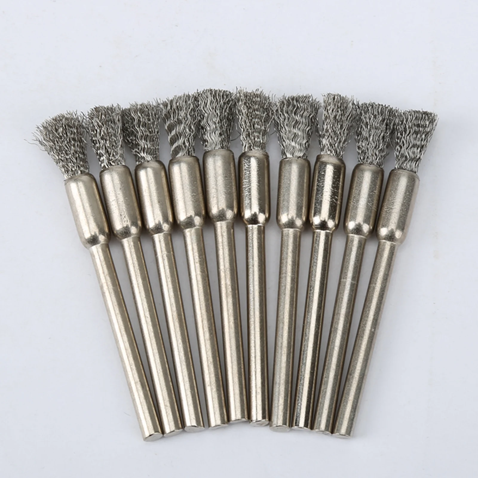 Brushes Stainless Steel Mounted Wire Wheel Mandrel Set Dremel Accessory Rotary Tools 3.17mm Shank Mandrel Silver