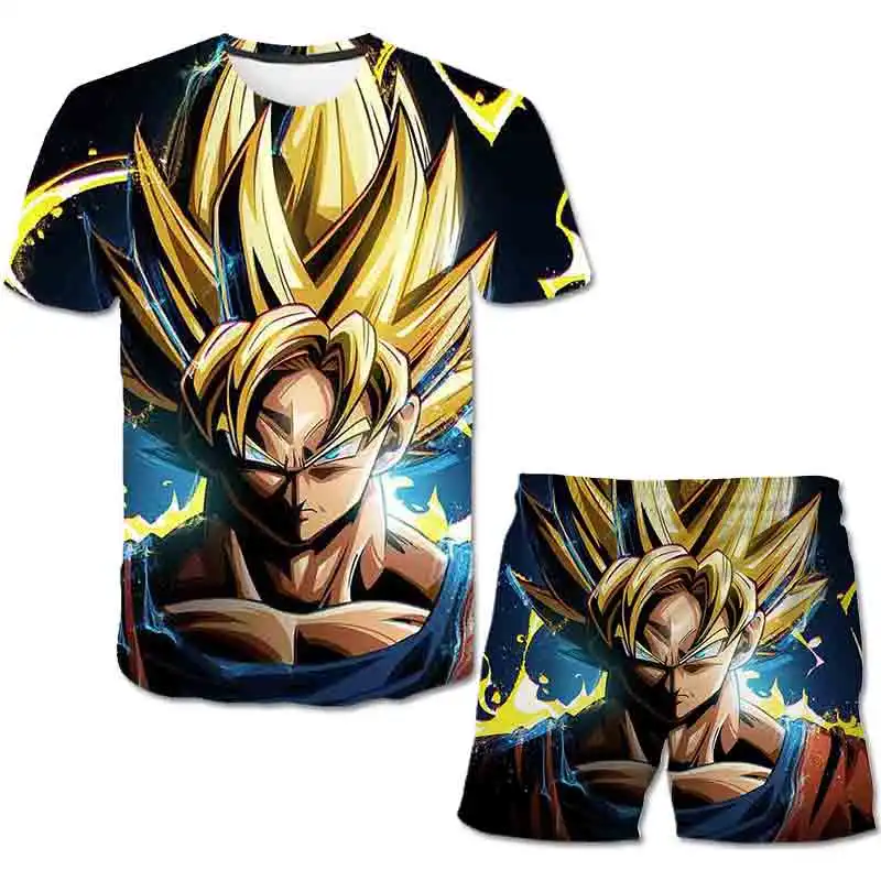 

Boys and Girls Summer 3D Printed Anime Dragon- Ball Set Fashion Casual Kid's Wear T-shirt and Shorts 2pcs Sets 4-14T Leisure Set