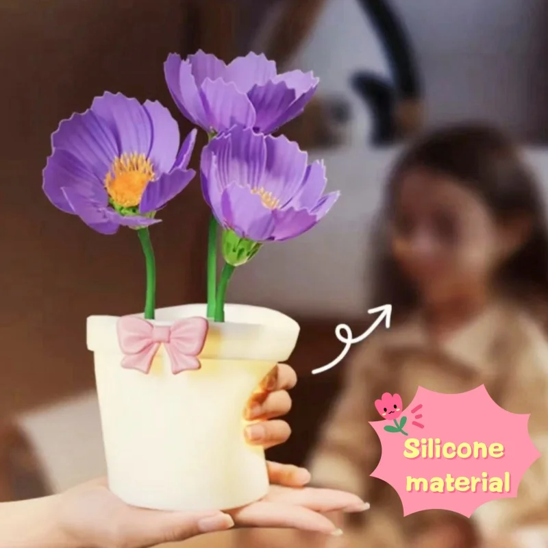 Милый светодиодный ночник в цветочном горшке перезаряжаемая настольная лампа