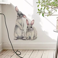 two cute rabbits wall sticker childrens kids room home decoration removable wallpaper living room bedroom mural bunny stick
