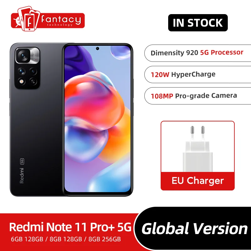 

【World Premiere】Global Version Xiaomi Redmi Note 11 Pro+ 5G Plus Smartphone 120W HyperCharge Dimensity 920 120Hz AMOLED 108MP