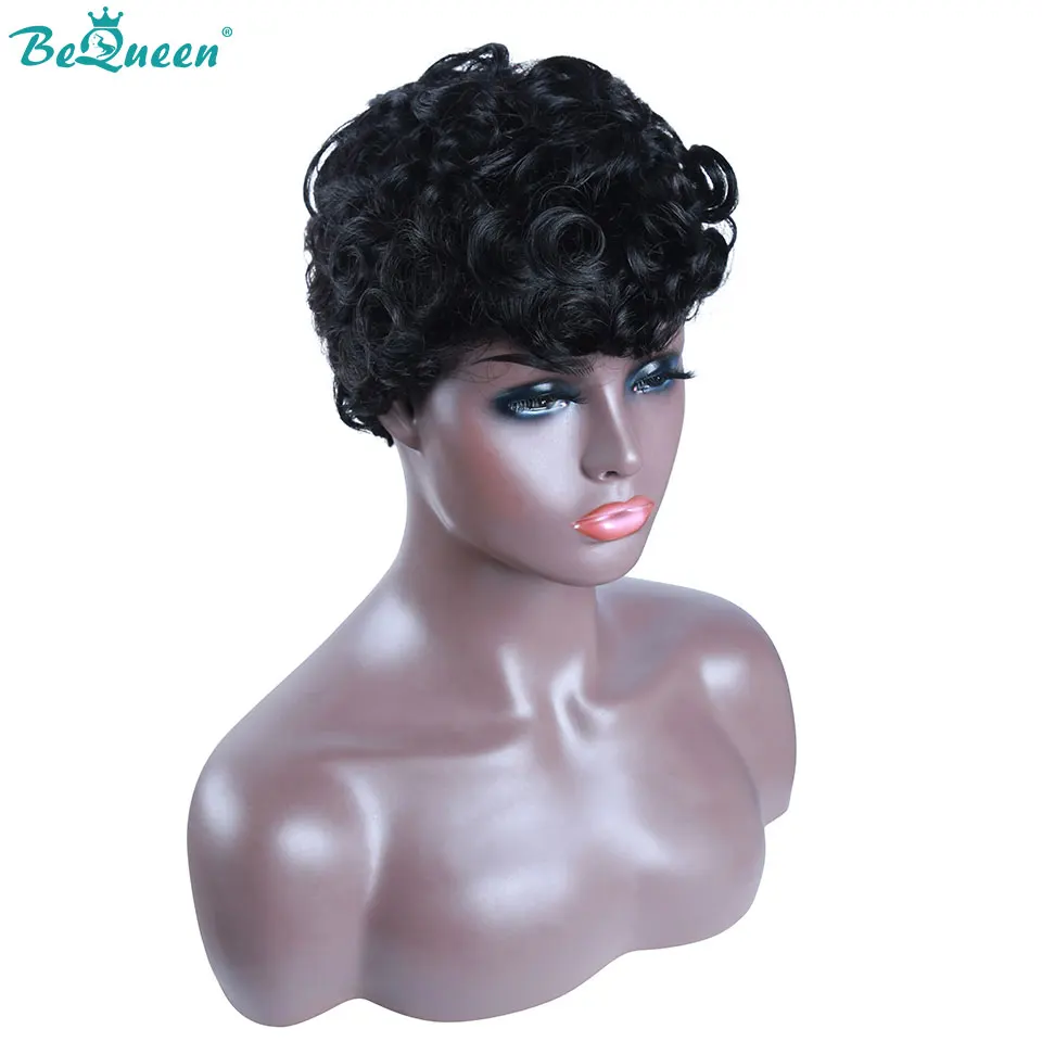 BeQueen кудрявые парики короткие человеческие волосы с вырезами Фея для женщин