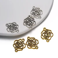 50pcslot alloy hollow flower charms connectors for necklace bracelet pendant diy jewelry making findings supplies accessories