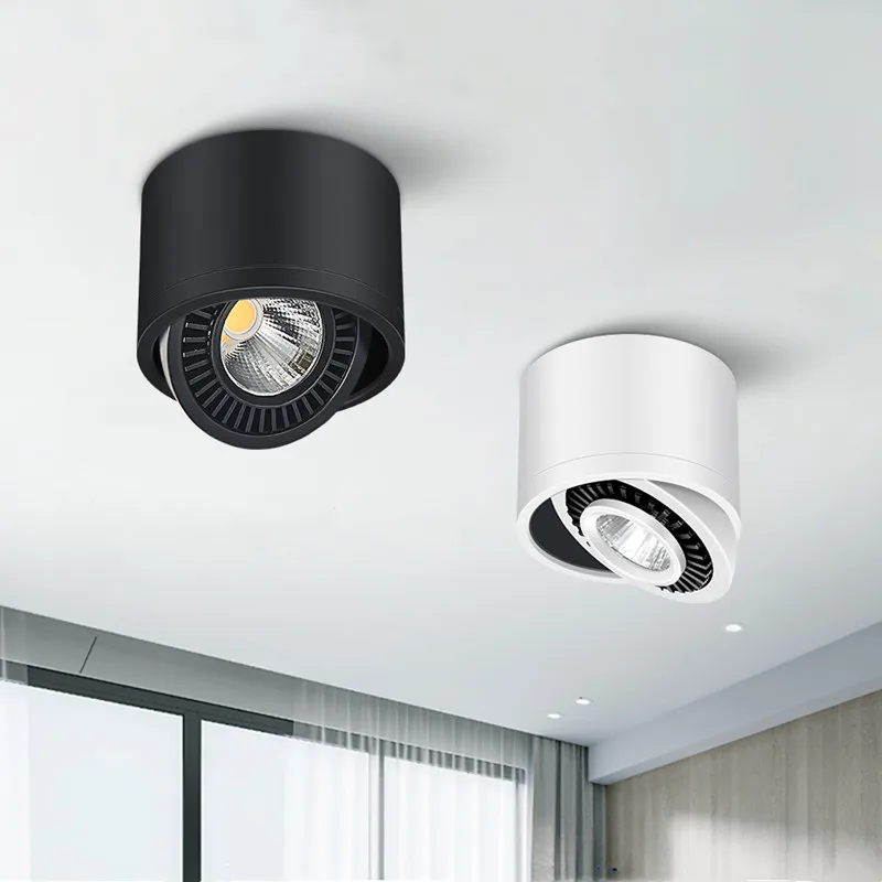 

Приглушаемый светодиодный потолочный светильник с поверхностным креплением, черный Светильник направленного света с COB матрицей, вращающи...
