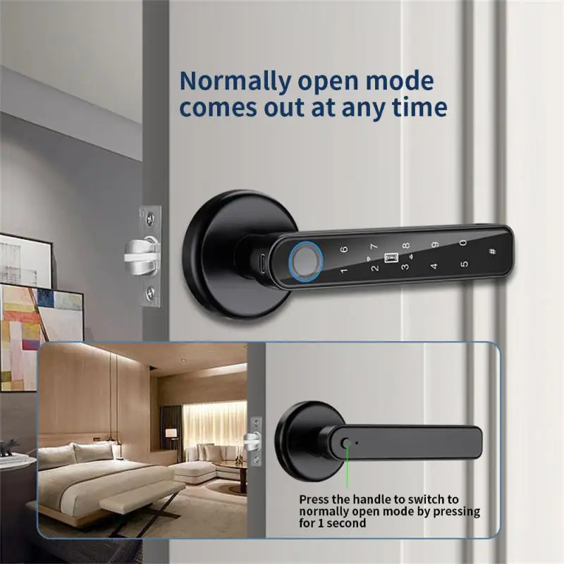 

TTLock Bluetooth Fingerprint Locks Electronic Door Handle Lock App Control Password with Keys for Home Office Bedroom Smart Lock