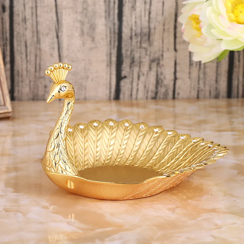 

Peacock Fruit Creative Personality Snack Candy Plate European Furniture Storage Decoration Metal Crafts Decoration