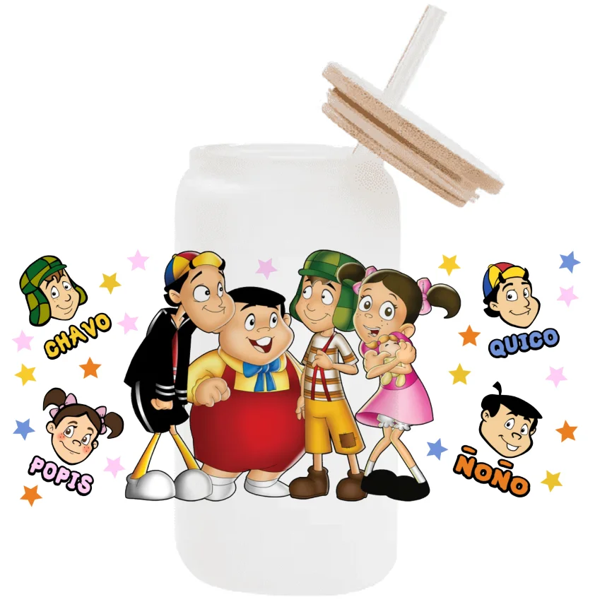 Мексиканский мультфильм El Chavo Boys Grils для Libbey 16oz банка стекла 3D водонепроницаемый