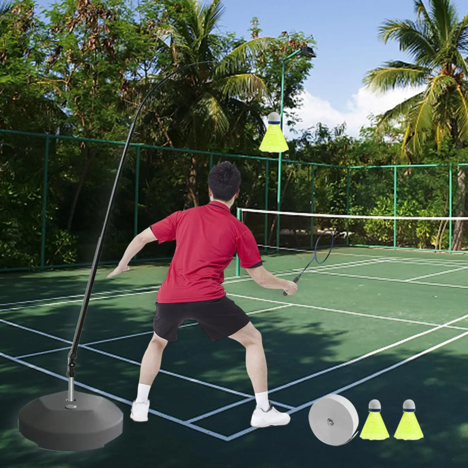 

Self Practice Trainer Aid Simulator Badminton Telescopic Rod