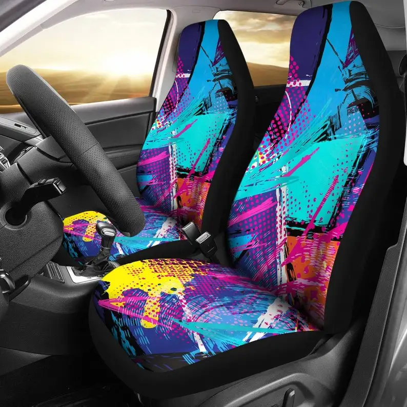

Colorful Abstract Art Car Seat Covers Pair, 2 Front Seat Covers, Car Seat Protector, Car Accessories
