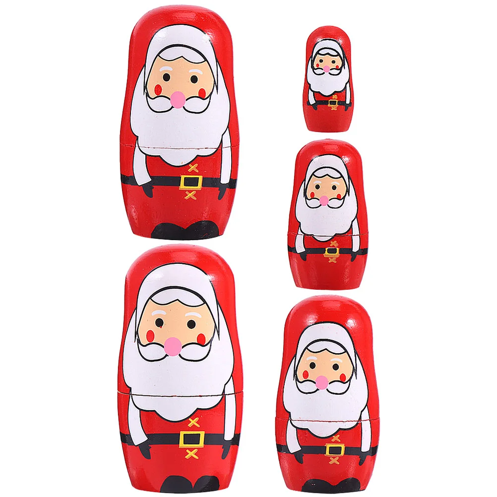 

Christmas Nesting Russiandecorations Decor Wood Party Wooden Cartoon Xmas Crafts Homestacking Nativity Santa Clausbabushka