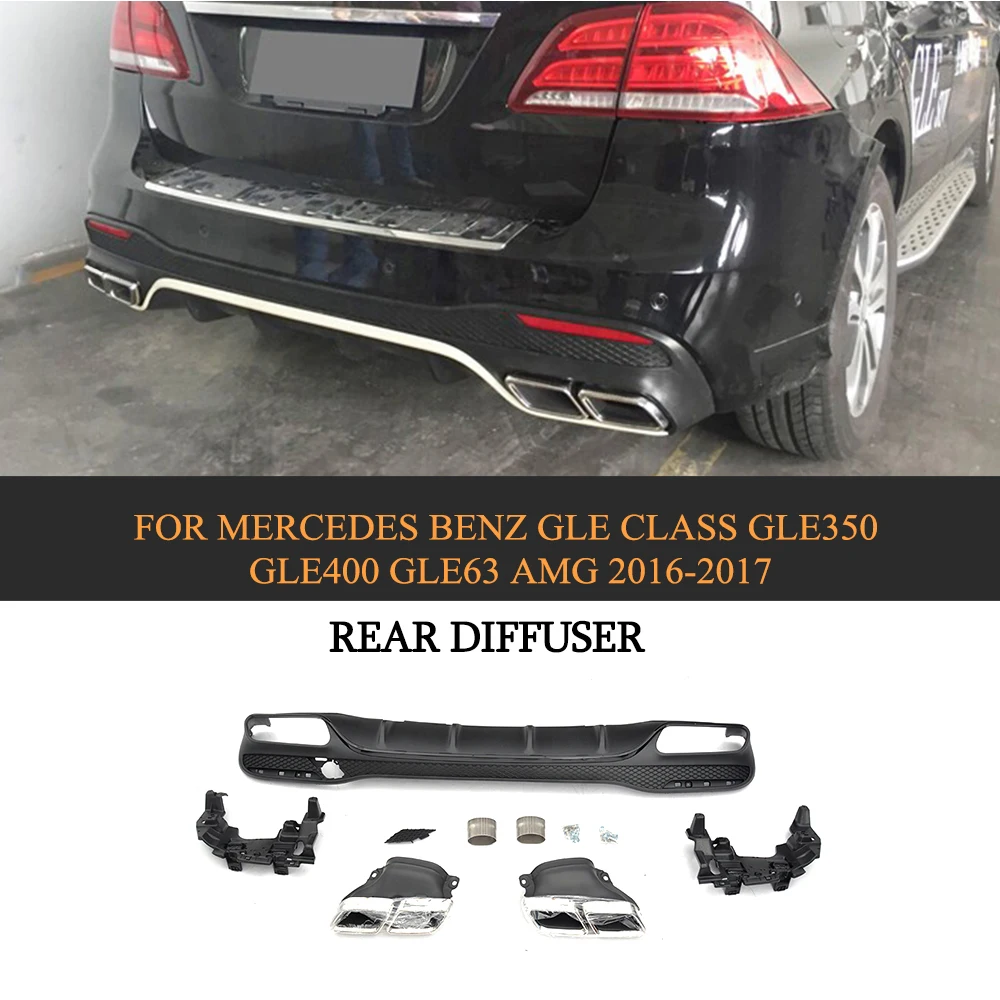 

PP Rear Bumoer Diffuser Lip For Mercedes Benz GLE Class GLE350 GLE400 GLE63 AMG SUV 4 Door 2016 2017 Rear Diffuser With Tips