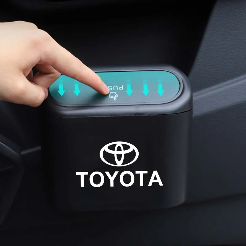 

1pcs Car ABS Square Trash Can Dust Case Storage Box Auto Accessories for Toyota Yaris Hilux Corolla Avensis Emblem Prado Cruiser