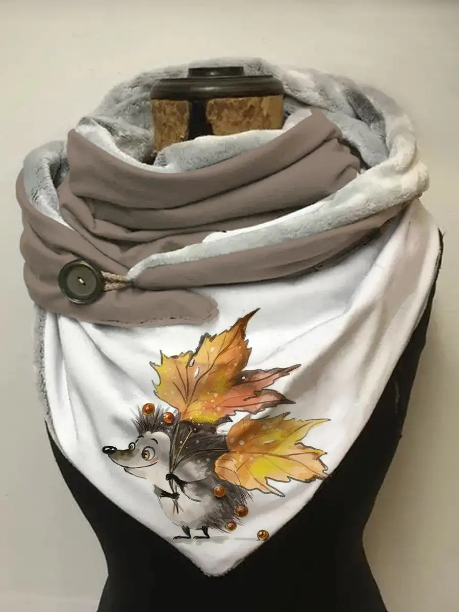 

Women's Autumn And Winter Watercolor Cute Hedgehog Shawl Scarf