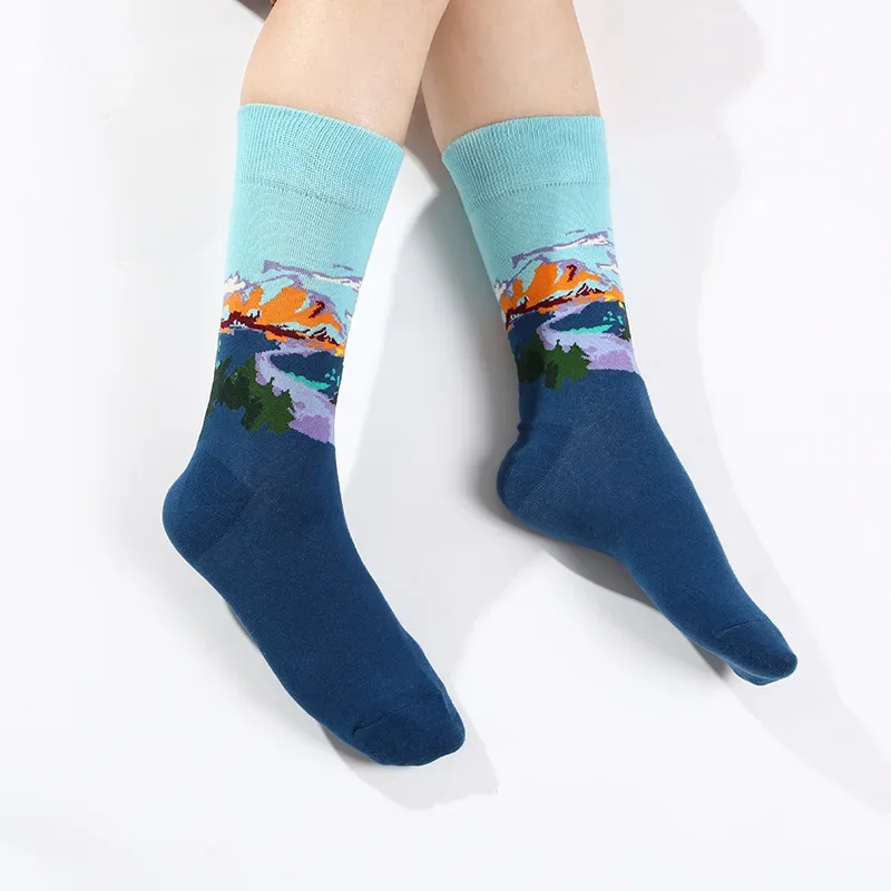 2025 хлопковые смешные носки с изображением звездной ночи для женщин и мужчин