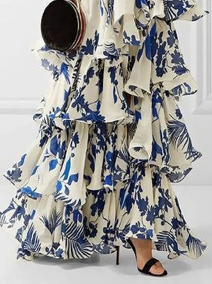 Женское праздничное платье весна-лето 2024 последняя мода с принтом висячим