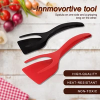 2in1 multifunctional food clip cooking tongs non stick grip flip bread egg steak pancake omelet spatula barbecue kitchen tools