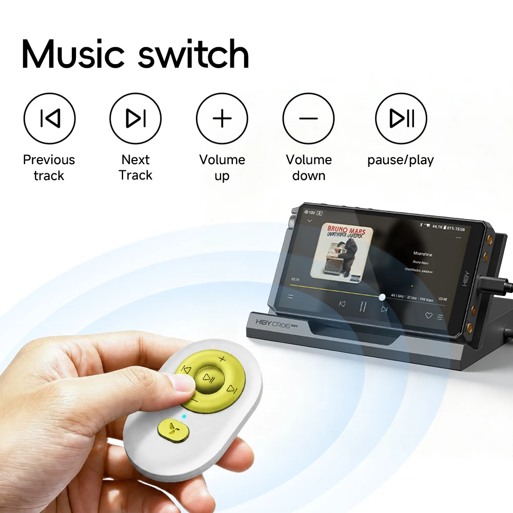 Фото Музыкальный пульт дистанционного управления HiBy RM01 IR Bluetooth 5.4 для HiByMusic, Apple Music, Spotify, Amazon Music, Tidal, Qobuz, Roon, Selfies, видео №4