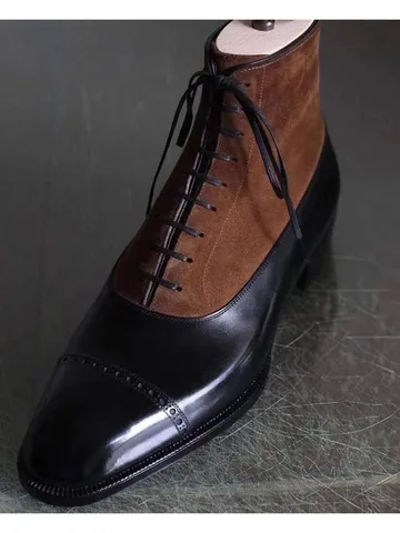 Мужские ботинки из натуральной кожи, с высоким верхом, на шнуровке