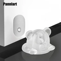 pannlart new punch free cute bear ground suction transparent silicone door stopper door touch rear anti collision door suction