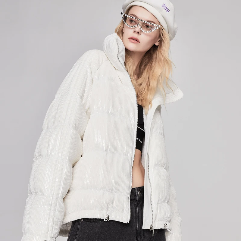 JAZZEVAR 2022 Winter Thickening 90 White Duck Down Filling Fashionable Design Elegant Women's Coat Crop Puffer Jacket Women