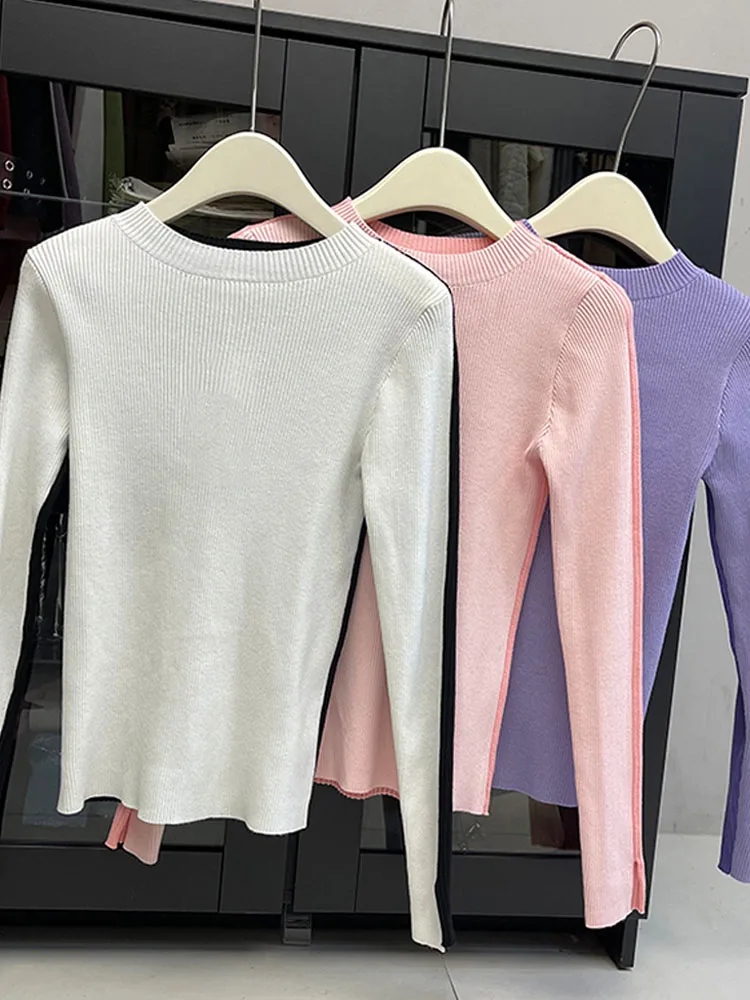 

Однотонный женский Мягкий Уютный вязаный пуловер, Осень-зима 2022, тонкий вязаный женский Новый Винтажный шикарный свитер в Корейском стиле д...