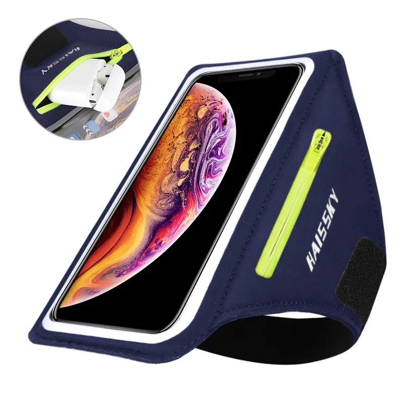 HAISSKY Running Sports Armbands Case For iPhone 14 13 12 11 Pro Max Xiaomi POCO X3 Belt On Hand Phone Arm Band For AirPods Pro 3