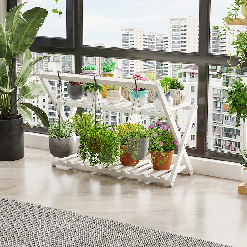 

White High Quality Plant Stand Wood Balcony Garden Nordic Plant Rack Shelf Bedroom Modern Estanteria Plantas Garden Furniture