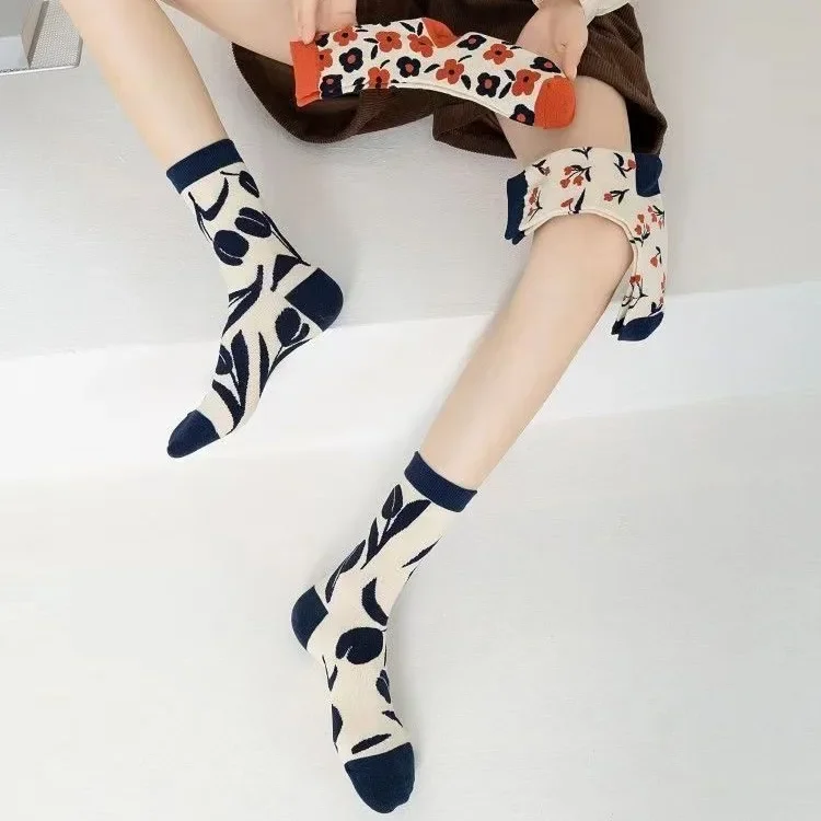 Женские летние модные художественные винтажные носки до середины икры с