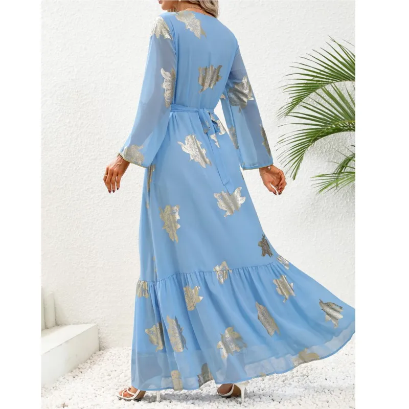 Vestidos De Fiesta Elegantes Para Mujer The Middle East Dubai Bronzing Long Temperament Commuter Dress Arab Muslim Robes 2023