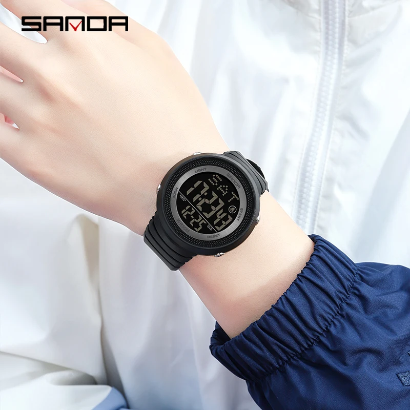 SANDA Watch 6022 Fashion Sport Women's Watches White 50M Waterproof Digital Watch for Girl Casual Wristwatch relogio feminino
