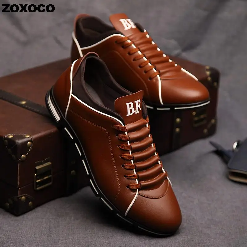 

Spring Autumn New Men Shoes Casual Sneakers Fashion Solid Leather Shoes Formal Business Sport Flat Round Toe Light Breathable202