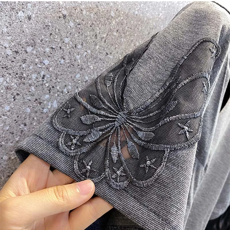 Новинка лета 2022 футболка с сетчатым рукавом и штаны в полоску повседневный